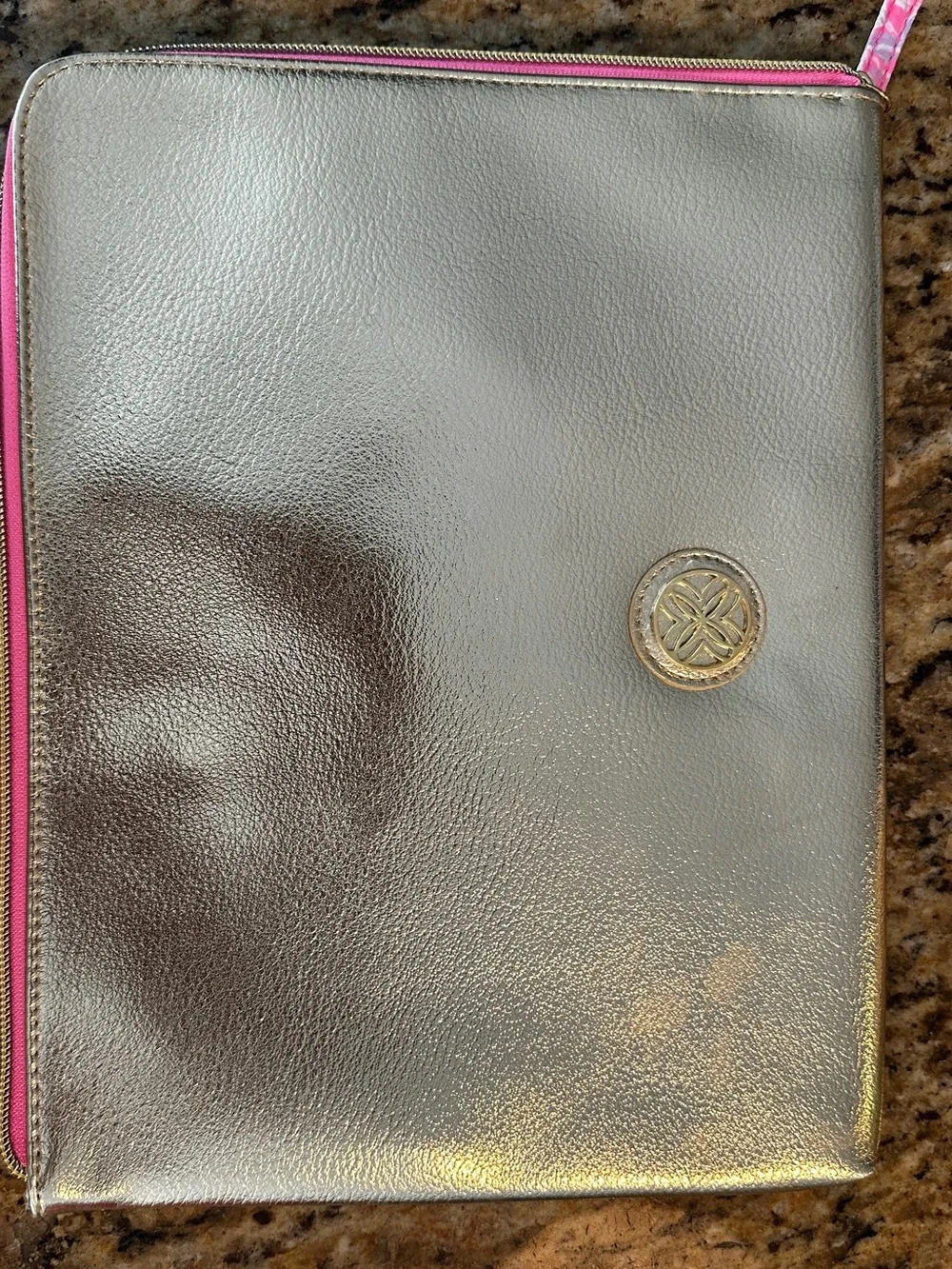 Lilly Pulitzer Gold Zip Agenda Folio Organizer